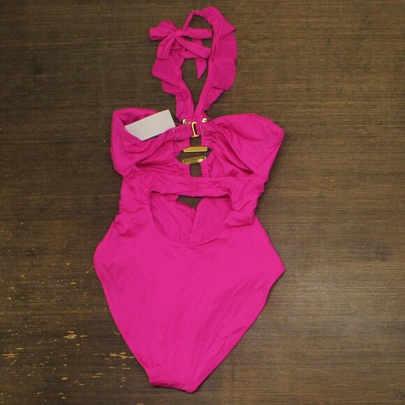 Soluna Womens Buckle Up Convertible One-Piece Swimsuit Cosmopolitan Pink M - Picture 2 of 7